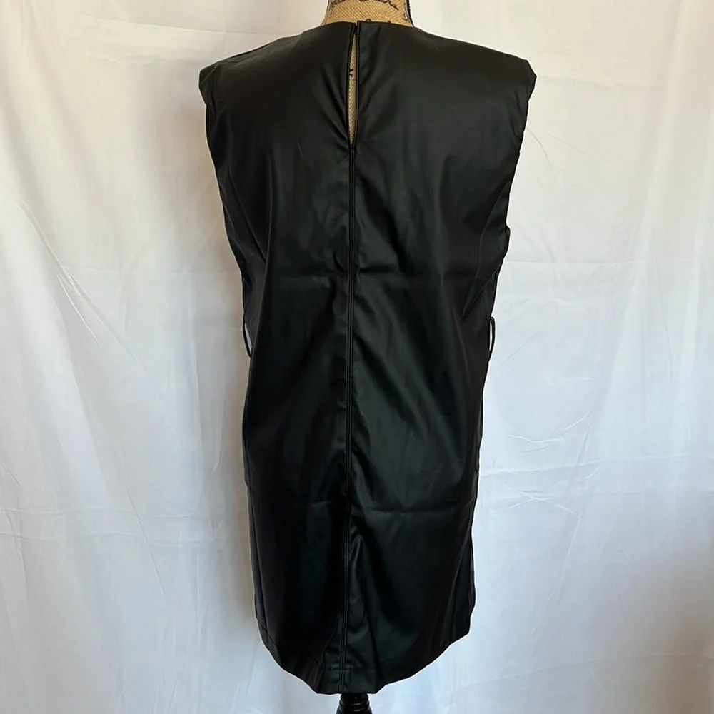 πHPπ Black Matte Vegan Leather Sheath Mini Dress - Picture 7 of 10